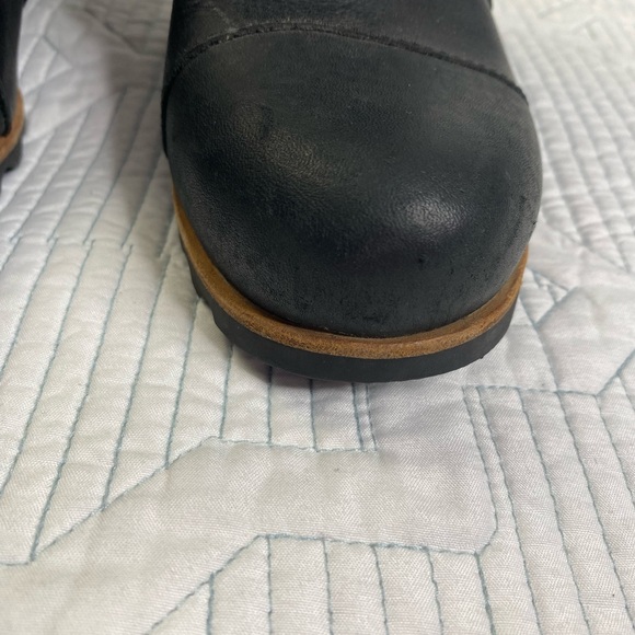 Sorel Joan of Arctic Mid Lace Up Wedge Black Leather Shearling Sz 8 - Picture 4 of 11